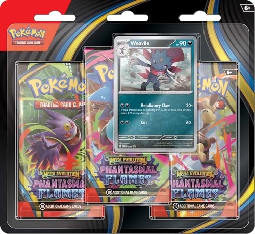 Pokémon Mega Evolution Phantasmal Flames 3Pk Blister (Weavile)