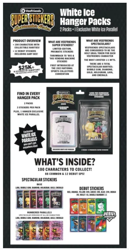 2026 VeeFriends Super Stickers Spectacular Series Hanger Pack (White Ice Parallels) [Random Promo Card]